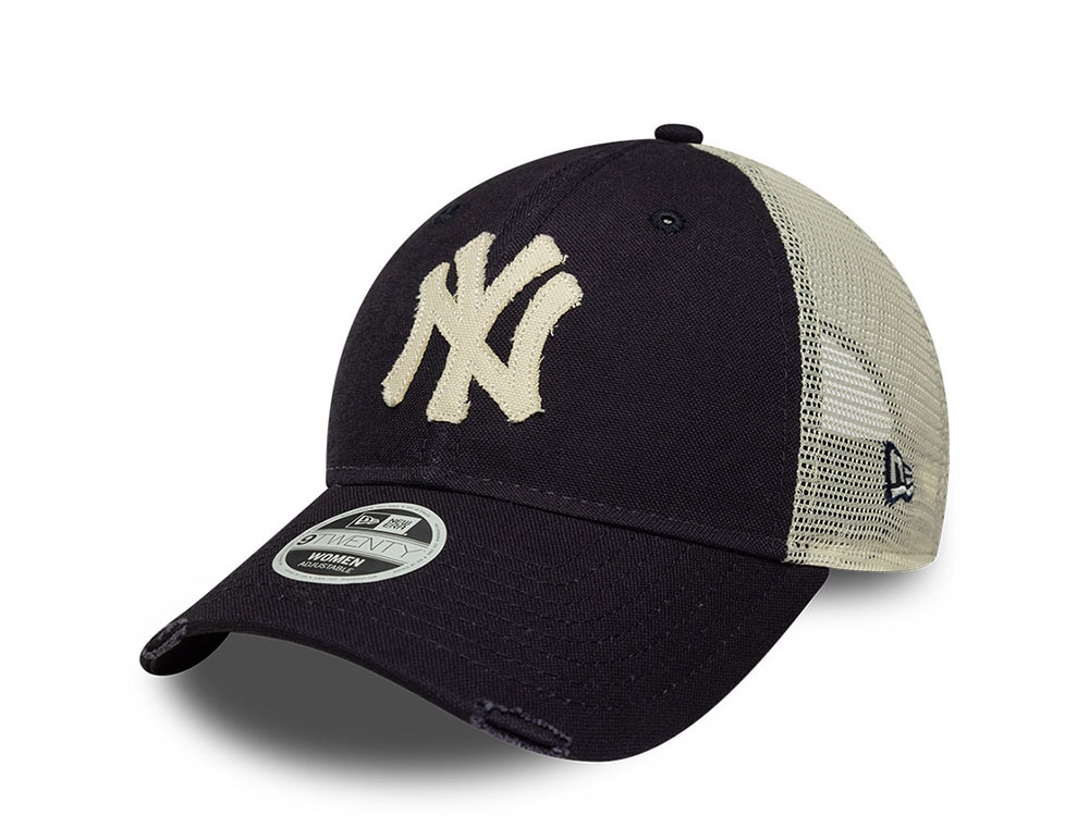 New Era New York Yankees Distressed Navy Edition 9Twenty Womens Trucker Strapback Gorra