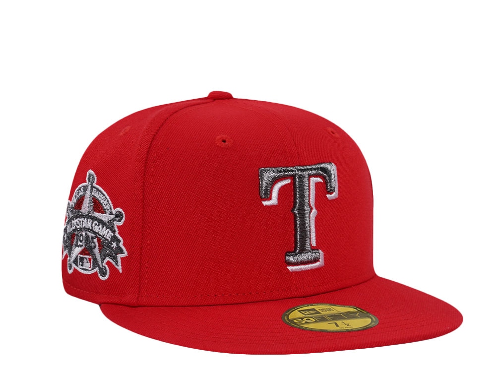 New Era Texas Rangers All Star Game 1995 Liquid Metal Red Edition 59Fifty Fitted Gorra