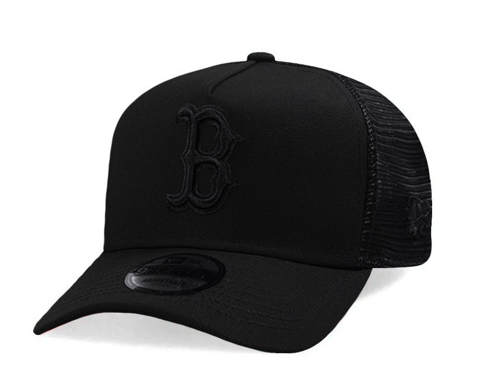 New Era Boston Red Sox Black On Black Edition 9Forty A Frame Trucker Snapback Gorra