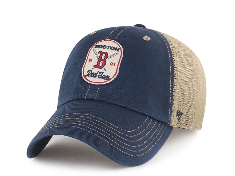 47 Brand Boston Red Sox Cross Patch Navy Trucker Clean Up Snapback Gorra