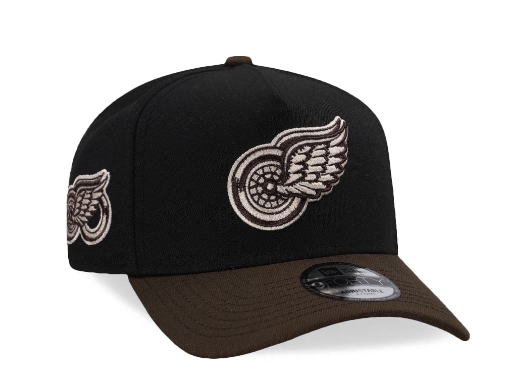 New Era Detroit Red Wings 100th Anniversary Black Two Tone Edition 9Forty A Frame Snapback Gorra