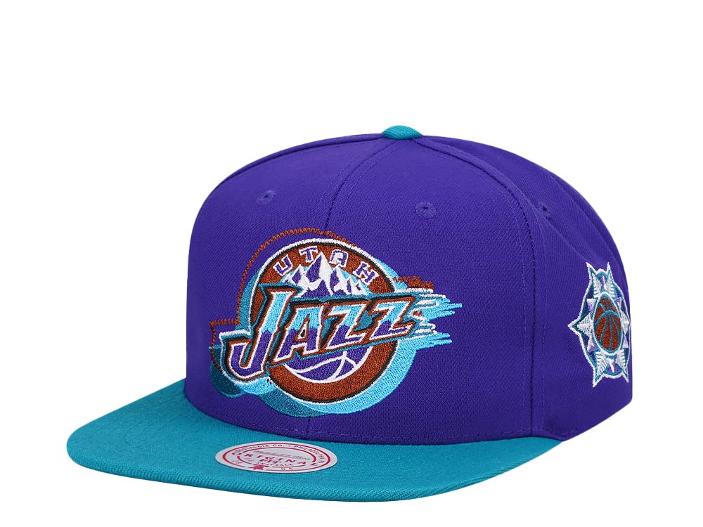Mitchell & Ness Utah Jazz Logo Blur Hardwood Classic Snapback Gorra