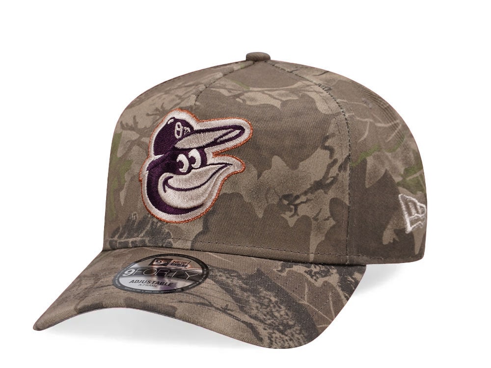 New Era Baltimore Orioles Leaf Camo Copper 9Forty A Frame Snapback Gorra