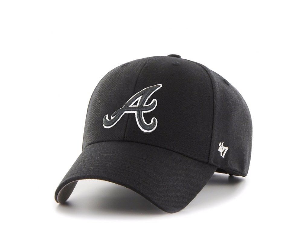 47Brand Atlanta Braves White on Black Classic Snapback Gorra