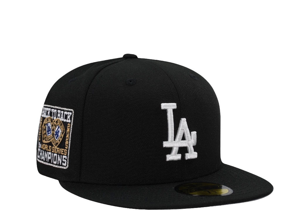 New Era Los Angeles Dodgers Back to Back World Series Champions Black Prime Edition 59Fifty Fitted Gorra