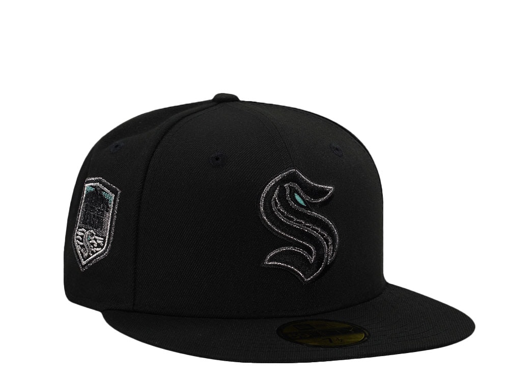 New Era Seattle Kraken Inaugural Season Metallic Black Prime Edition 59Fifty Fitted Gorra