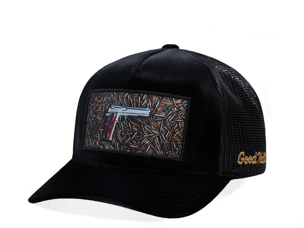 Good Hats Home Defense Black Velour Trucker Snapback Gorra