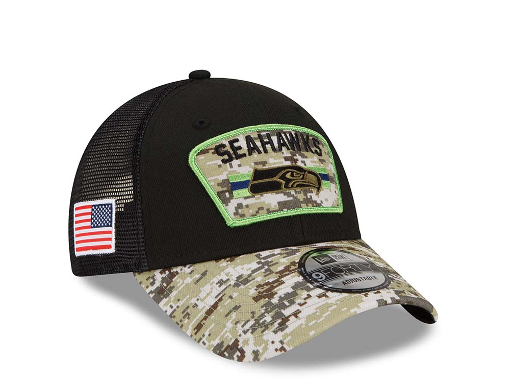 New Era Seattle Seahawks Salute to Service 21 9Forty Trucker Snapback Gorra