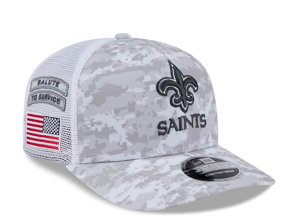 New Era New Orleans Saints Digi Camo Salute to Service 2024 Trucker 9Seventy Snapback Gorra