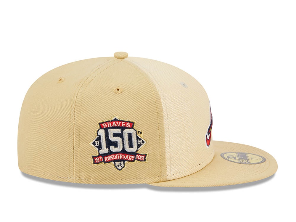 New Era Atlanta Braves 150th Anniversary Raffia Front Vegas Gold Edition 59Fifty Fitted Gorra
