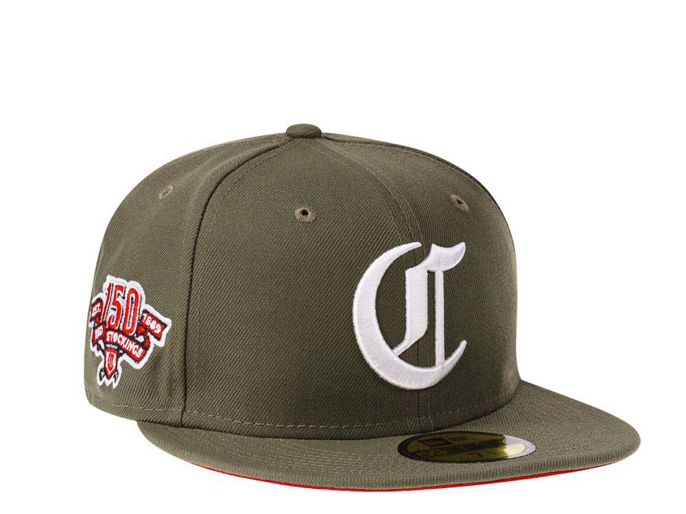 New Era Cincinnati Reds 150th Anniversary Olive Red Edition 59Fifty Fitted Gorra