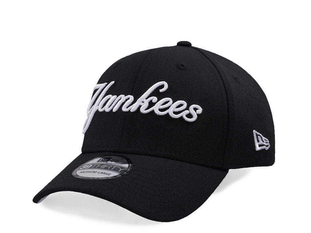 New Era New York Yankees Black Script Edition 39Thirty Stretch Fit Gorra