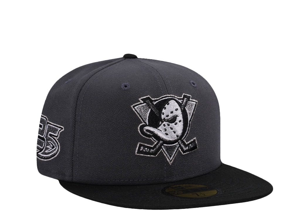 New Era Anaheim Ducks 25th Metallic Dark Graphite Two Tone Edition 59Fifty Fitted Gorra