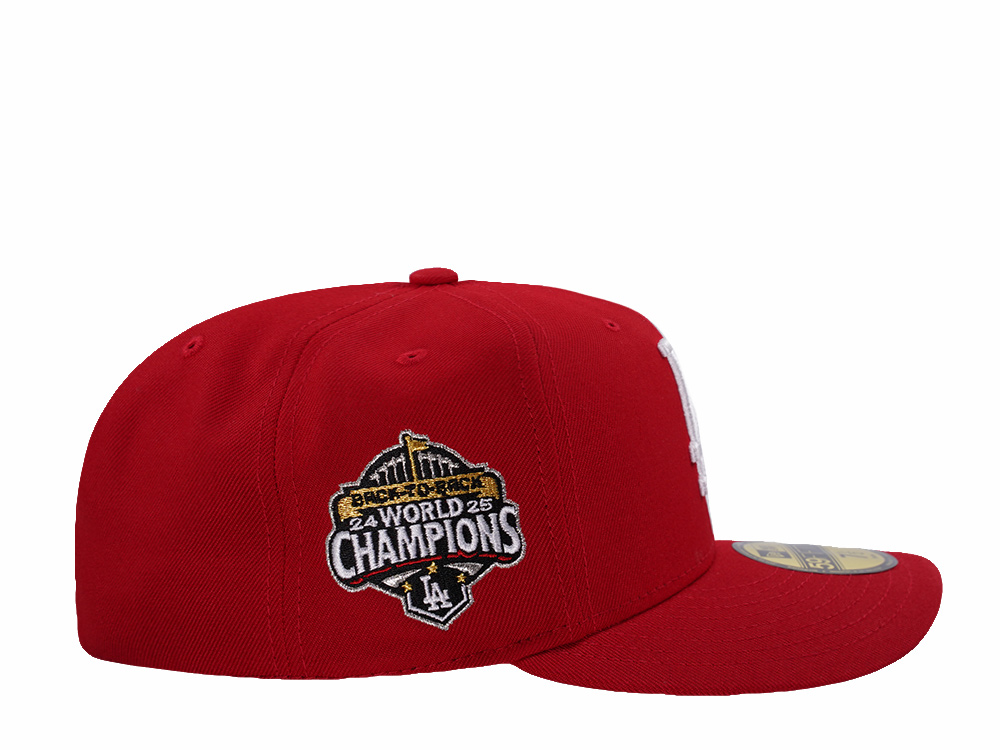 New Era Los Angeles Dodgers World Series 2025 Scarlet Red Prime Edition 59Fifty Pre Curved Fitted Gorra