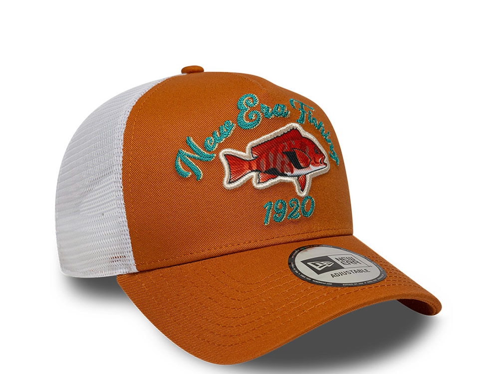 New Era Fishing Burnt Orange 9Forty A Frame Trucker Snapback Gorra