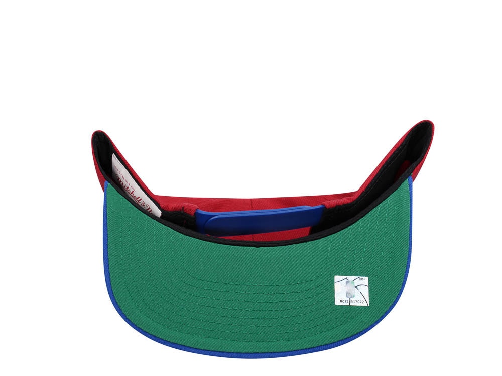 Mitchell & Ness Philadelphia 76ers Transcript Red Two Tone Snapback Gorra