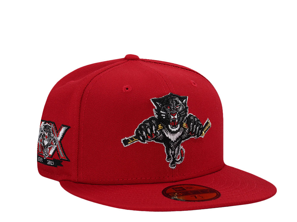 New Era Florida Panthers 20th Anniversary Metallic Scarlet Red Prime Edition 59Fifty Fitted Gorra
