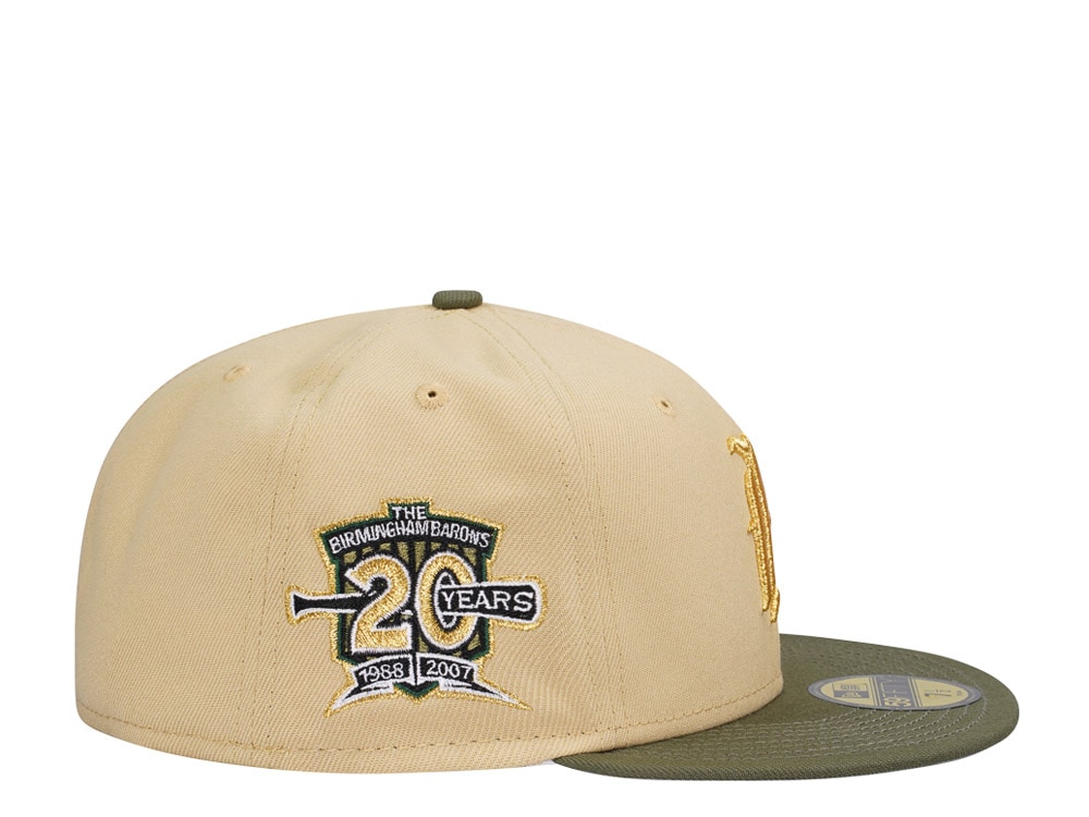 New Era Birmingham Barons 20 Years Vegas Gold Two Tone Prime Edition 59Fifty Fitted Gorra