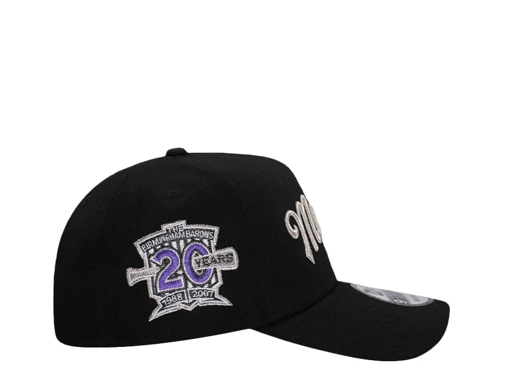 New Era Birmingham Barons 20 Years Black Satin Edition 9Forty A Frame Snapback Gorra