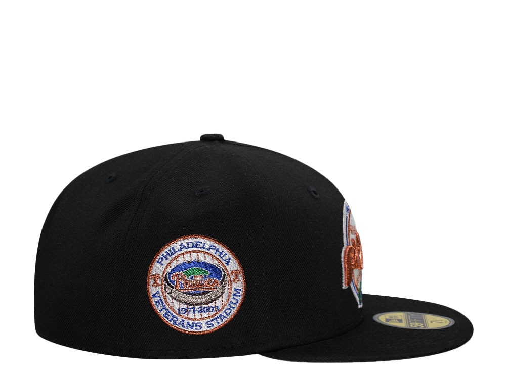 New Era Philadelphia Phillies Veterans Stadium Black Copper Throwback Edition 59Fifty Fitted Gorra