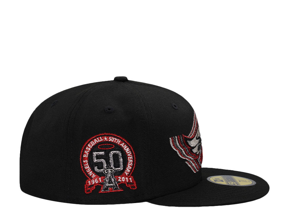 New Era Anaheim Angels 50th Anniversary Metallic Black Prime Edition 59Fifty Fitted Gorra