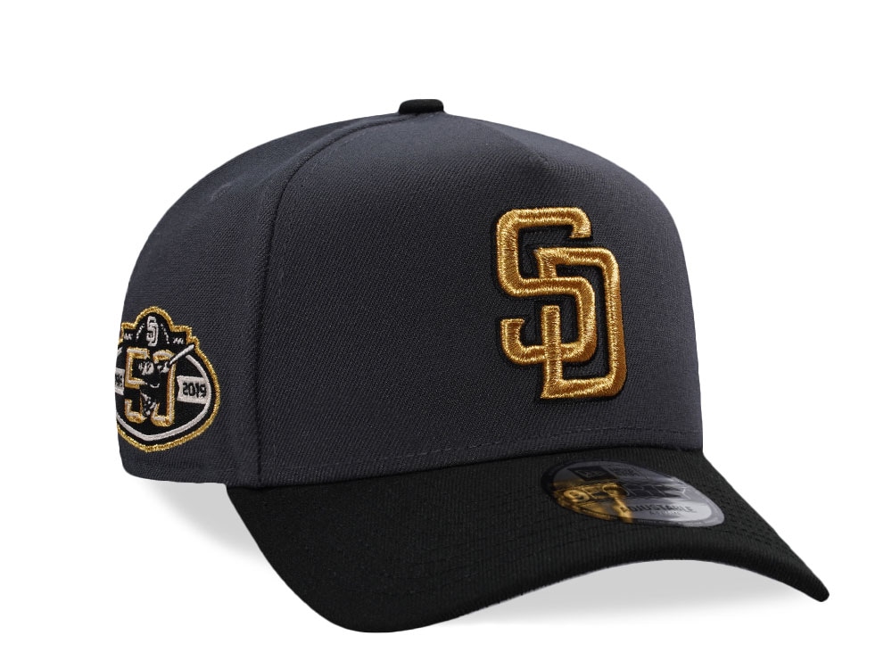 New Era San Diego Padres 50th Anniversary Dark Gray Two Tone Edition 9Forty A Frame Snapback Gorra