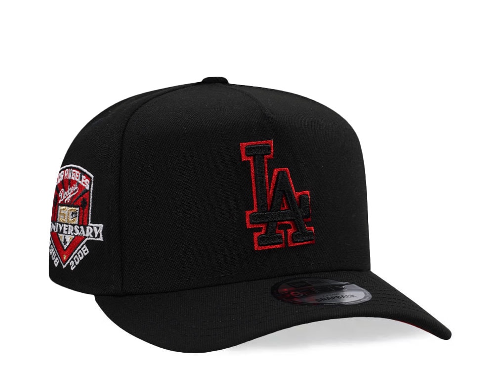 New Era Los Angeles Dodgers 50th Anniversary Blackout Red Prime Edition 9Fifty A Frame Snapback Gorra