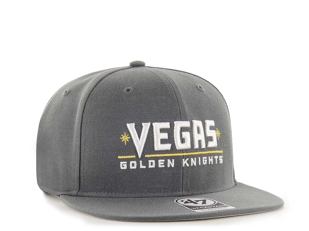 47Brand Vegas Golden Knights No Shot Charcoal Script Captain Snapback Gorra