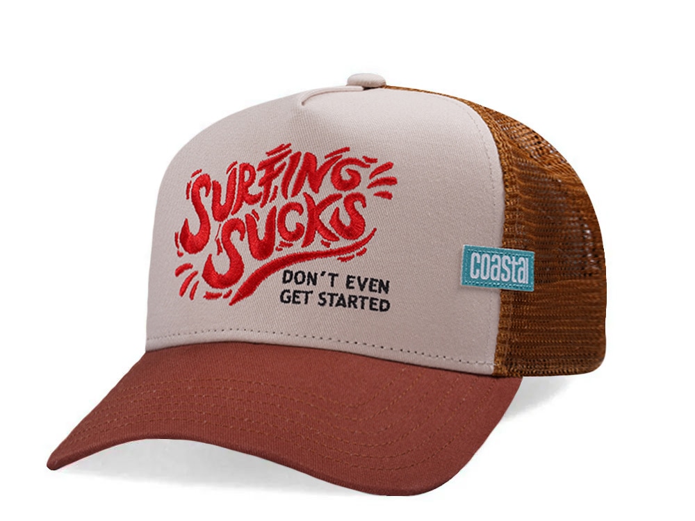 Djinns HFT Surfing Sucks White Coastal Edition Trucker Snapback Gorra