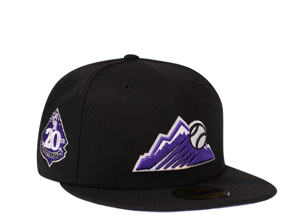 New Era Colorado Rockies 20th Anniversary Black Lavender Edition 59Fifty Fitted Gorra
