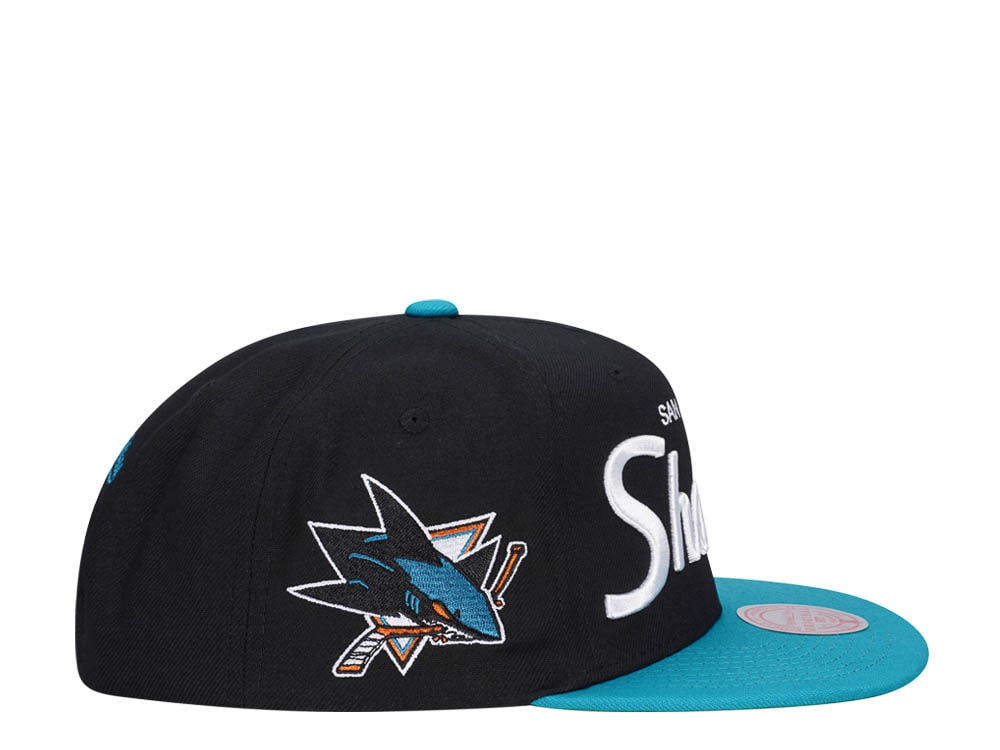 Mitchell & Ness San Jose Sharks Vintage Script Snapback Gorra