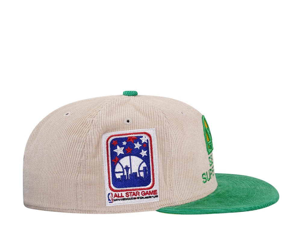 Mitchell & Ness Seattle Supersonics All Star 1994 Two Tone Hardwood Classic Cord Edition Dynasty Fitted Gorra