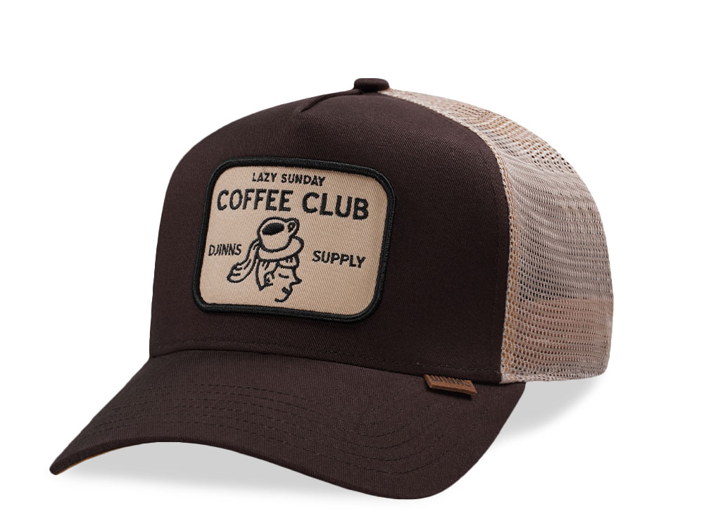 Djinns HFT Coffee Club Head Dark Brown Trucker Snapback Gorra