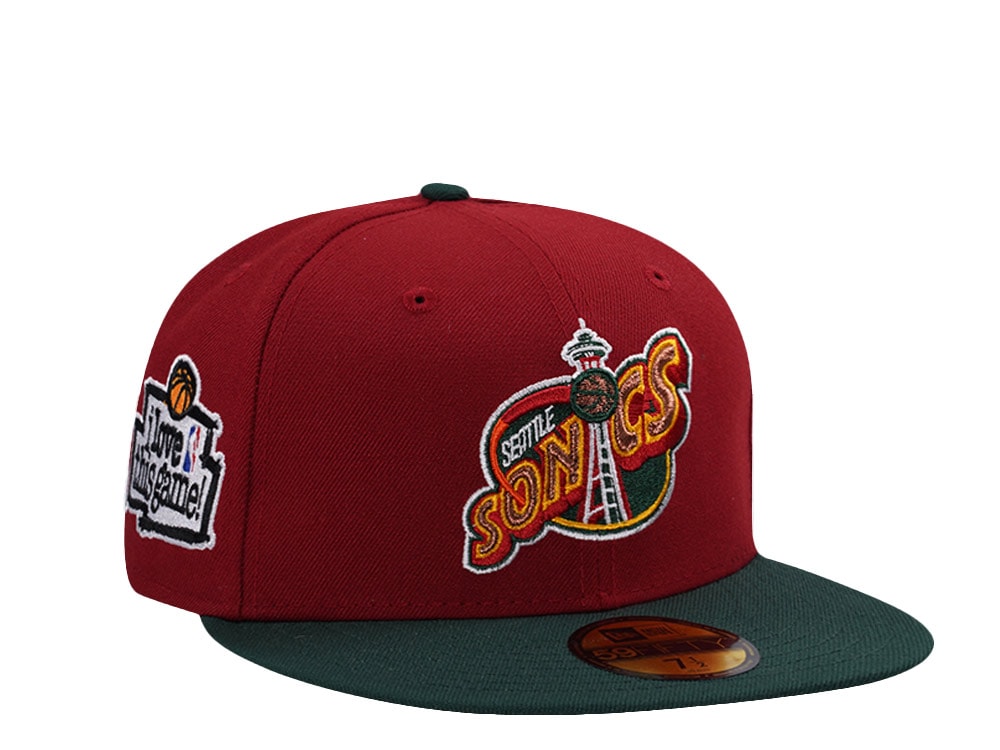 New Era Seattle Supersonics Love this Game Red Two Tone Edition 59Fifty Fitted Gorra