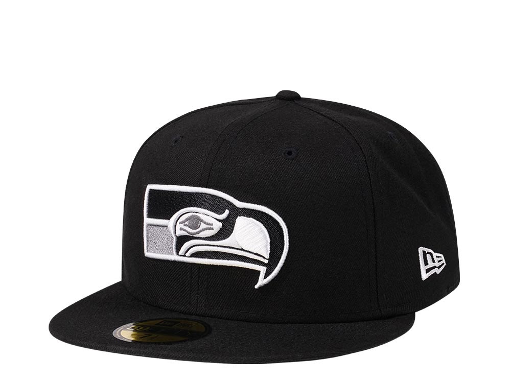 New Era Seattle Seahawks Throwback Steel Black Edition 59Fifty Fitted Gorra