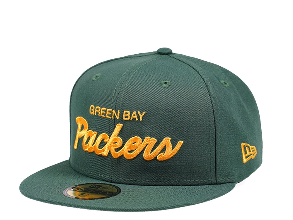 New Era Green Bay Packers Throwback Script 59Fifty Fitted Gorra