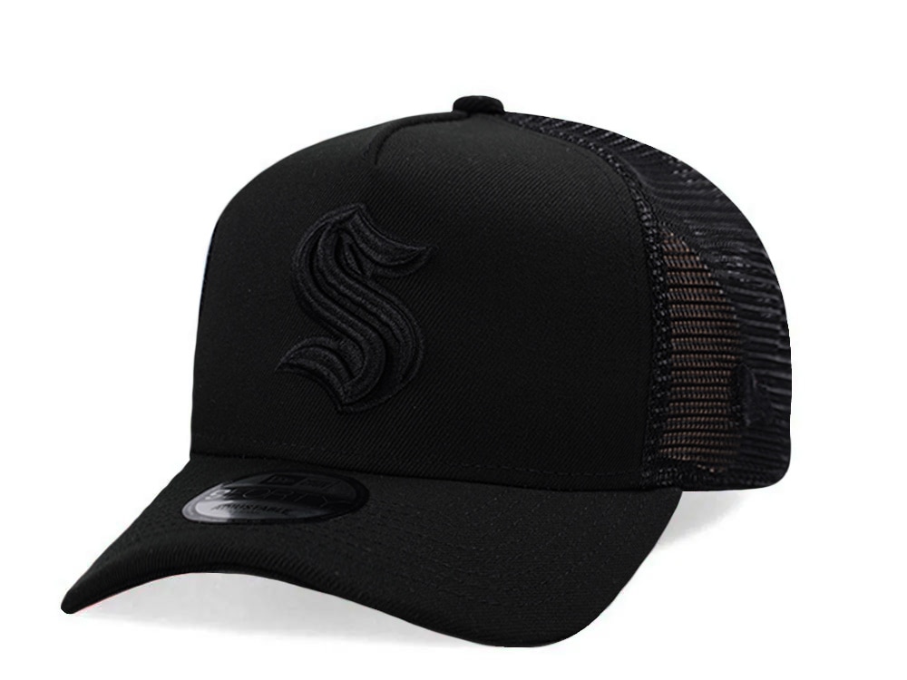 New Era Seattle Kraken Black Prime Edition 9Forty A Frame Trucker Snapback Gorra