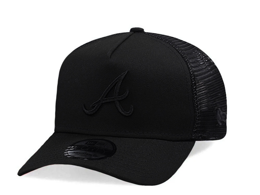New Era Atlanta Braves Black On Black Edition 9Forty A Frame Trucker Snapback Gorra