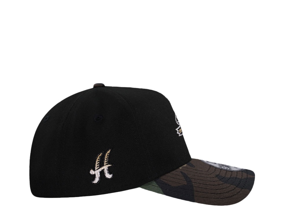 New Era Hartford Yard Goats Black Camo Two Tone Edition 9Forty A Frame Snapback Gorra
