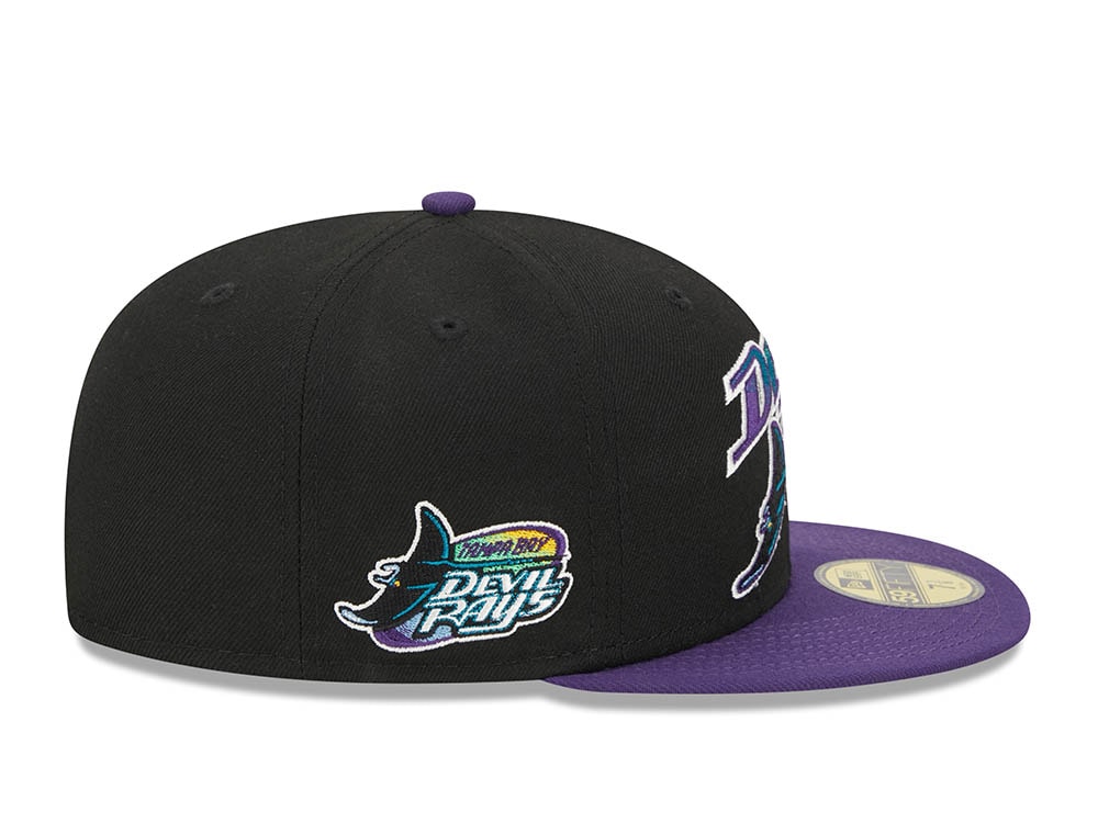 New Era Tampa Bay Rays Black Retro Script Throwback Edition 59Fifty Fitted Gorra