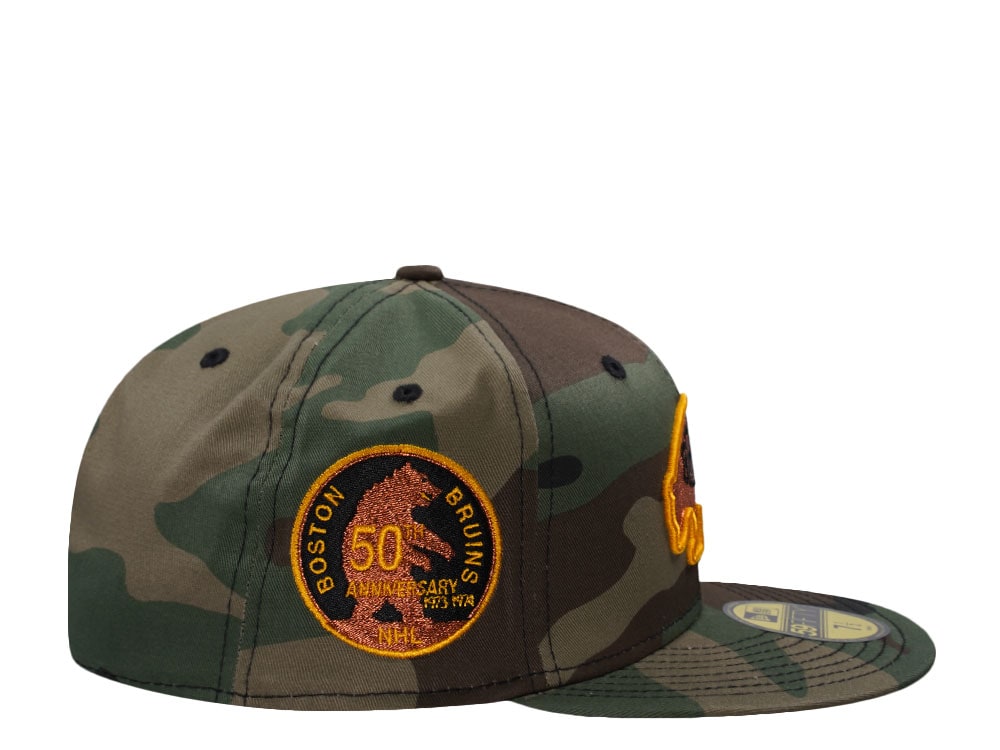 New Era Boston Bruins 50th Anniversary Woodland Camouflage Edition 59Fifty Fitted Gorra