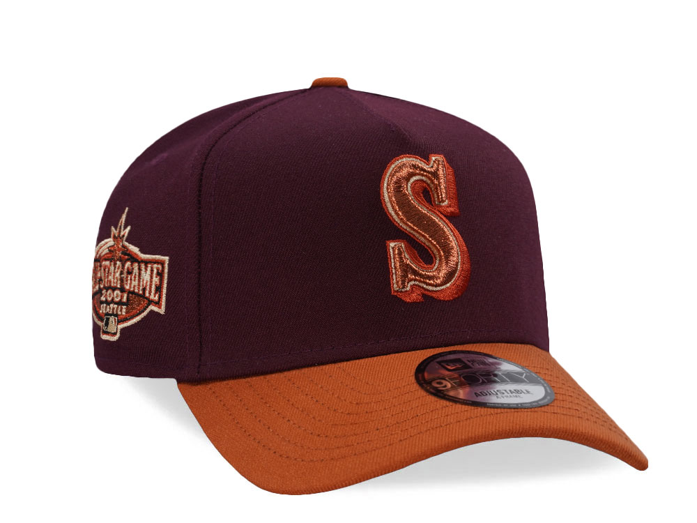 New Era Seattle Mariners All Star Game 2001 Maroon Rust Two Tone Edition 9Forty A Frame Snapback Gorra