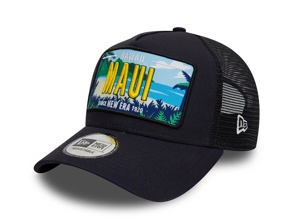 New Era Hawaii License Plate Navy 9Forty A Frame Trucker Snapback Gorra