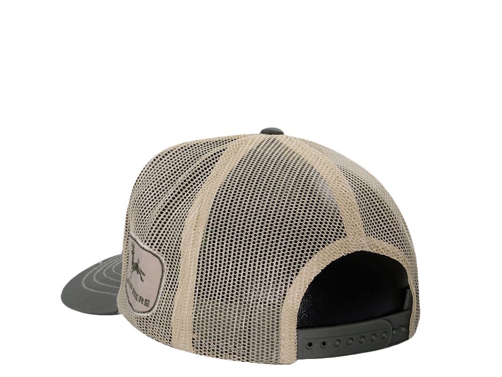 John Deere 5 Panel Vintage Olive Trucker Snapback Gorra