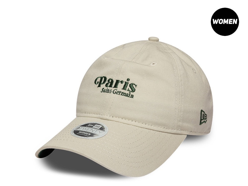 New Era Paris Saint Germain Script Ivory Prime Edition Womens 9Twenty Adjustable Gorra