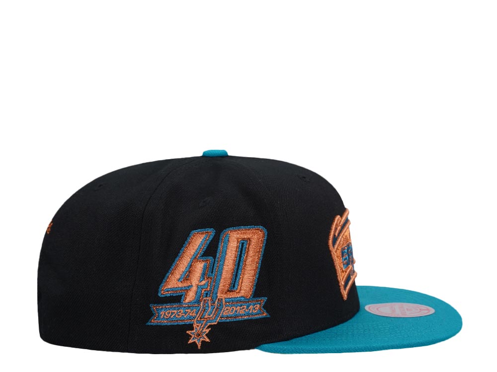 Mitchell & Ness San Antonio Spurs 40th Anniversary Make Cents Black Two Tone Hardwood Classic Snapback Gorra