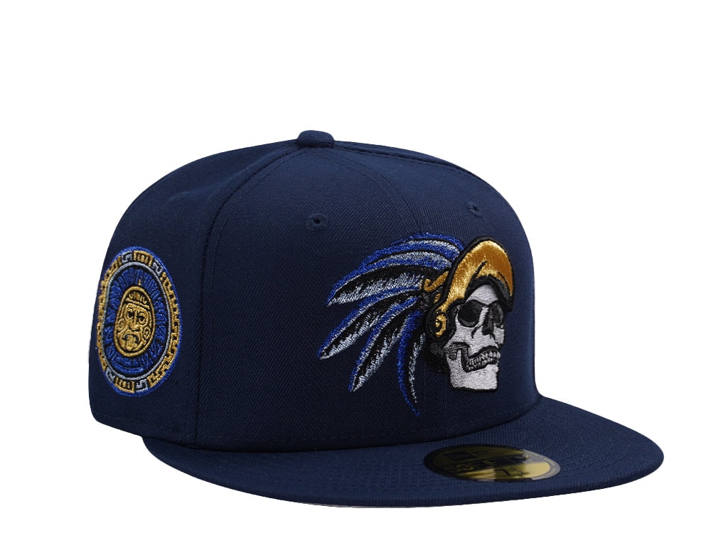 New Era Mexico Aztec Skull Ocean Blue Prime Edition 59Fifty Fitted Gorra