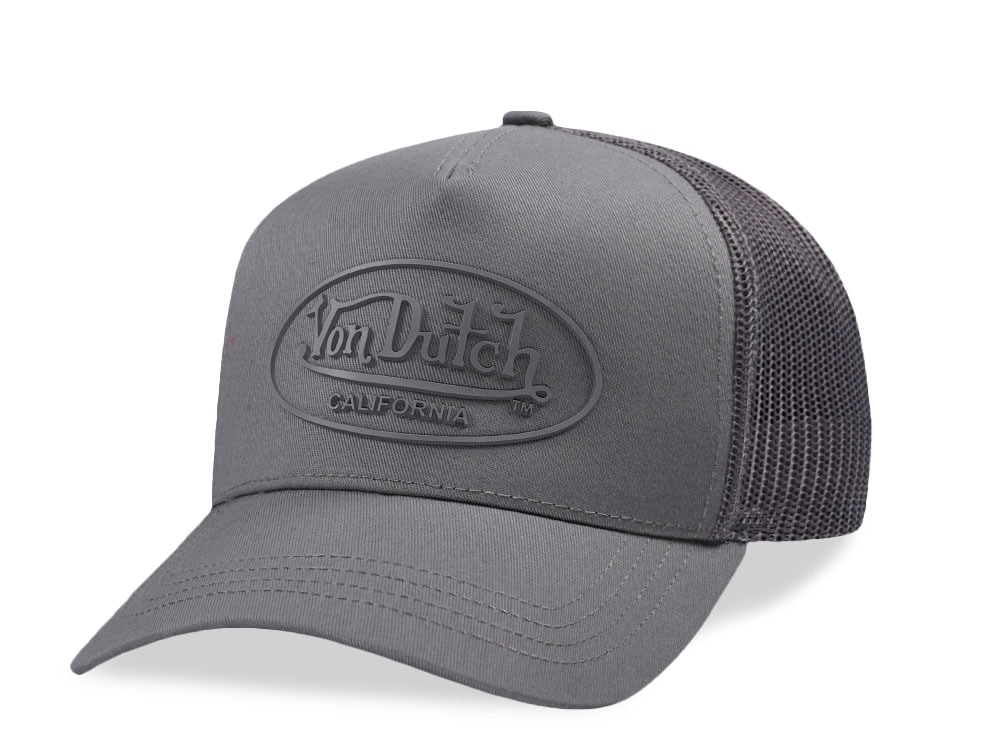 Von Dutch Rubber Logo Gray Edition Trucker Snapback Gorra