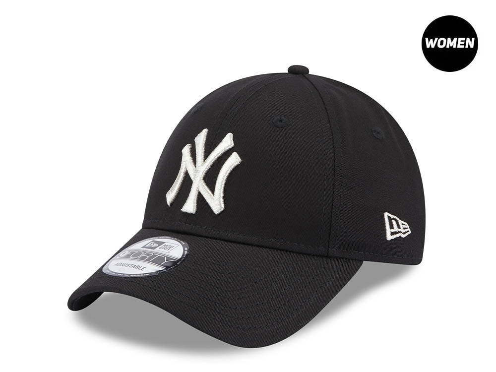 New Era New York Yankees Metallic Logo Black Womens 9Forty Snapback Gorra