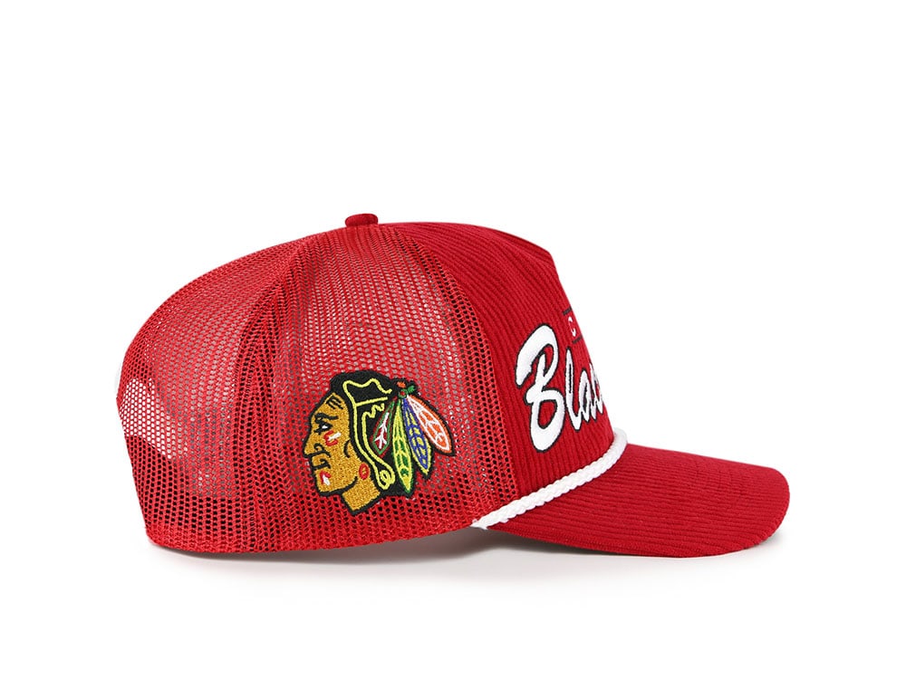 47Brand Chicago Blackhawks Red Double Header Edition Trucker Hitch Snapback Gorra